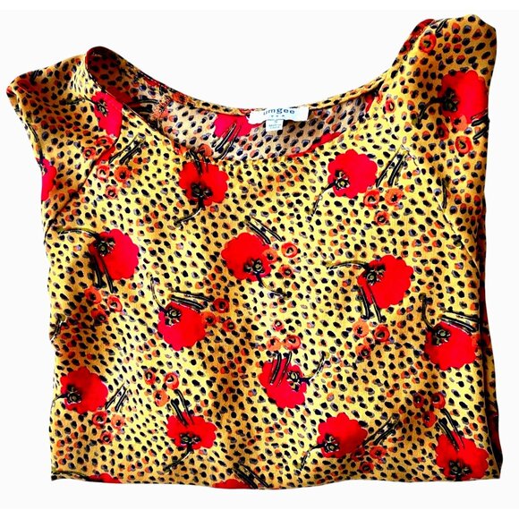 Umgee Leopard Print Top Poppies Small Flutter Sleeves Relaxed Festive US… - Picture 11 of 12